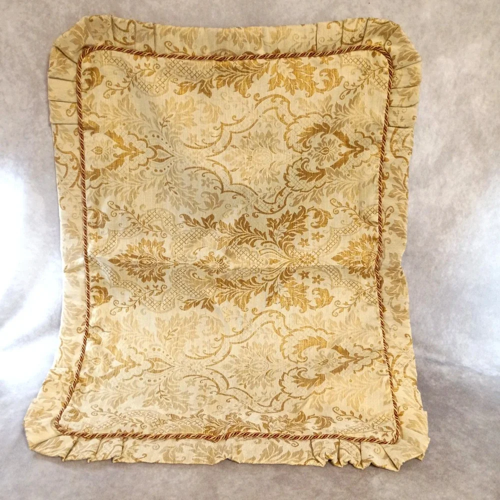 Croscill Excelsior Gold Paisley Scroll (2) Standard Pillow Shams Cording Ruffle